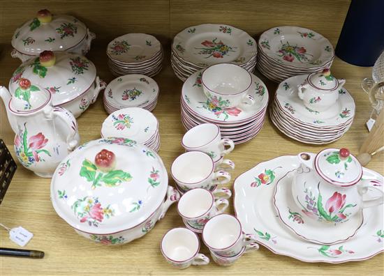 A French K & G Luneville Old Strasbourg pattern faience pottery part dinner and breakfast service,